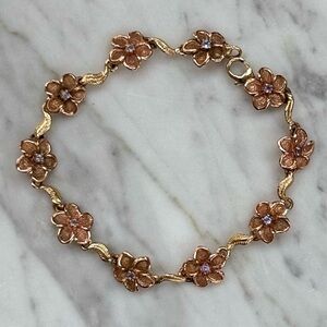 Authentic Hawaiian 14K Gold Plumeria Link Bracelet